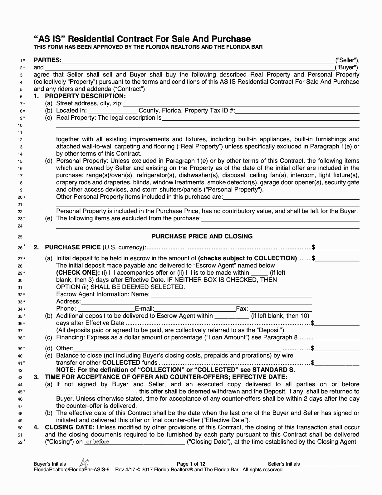 Florida FAR/BAR AS-IS state approved contract auto-filled by SendMLS